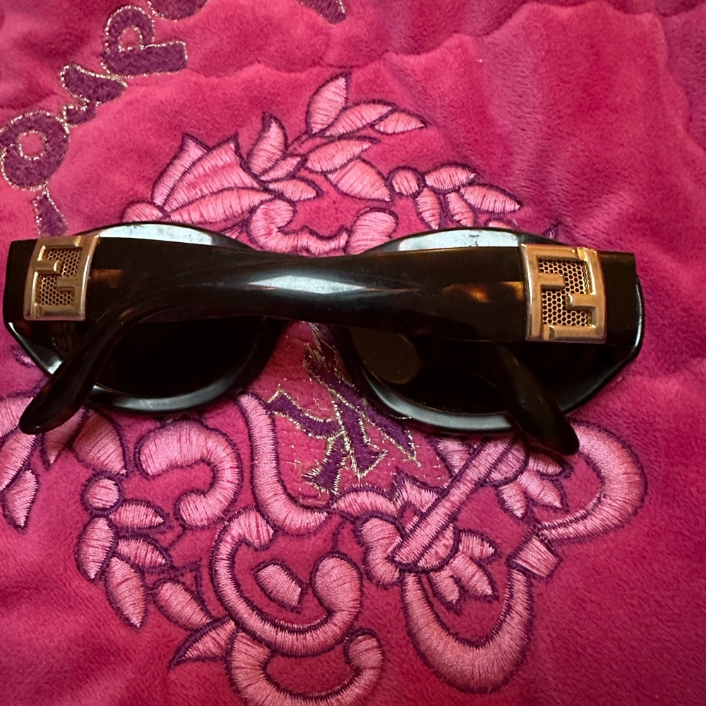 Rare Vintage Fendi Brown Sunglasses with Gold Accents